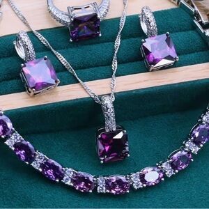 Elegant Purple and Silver Jewelry Set